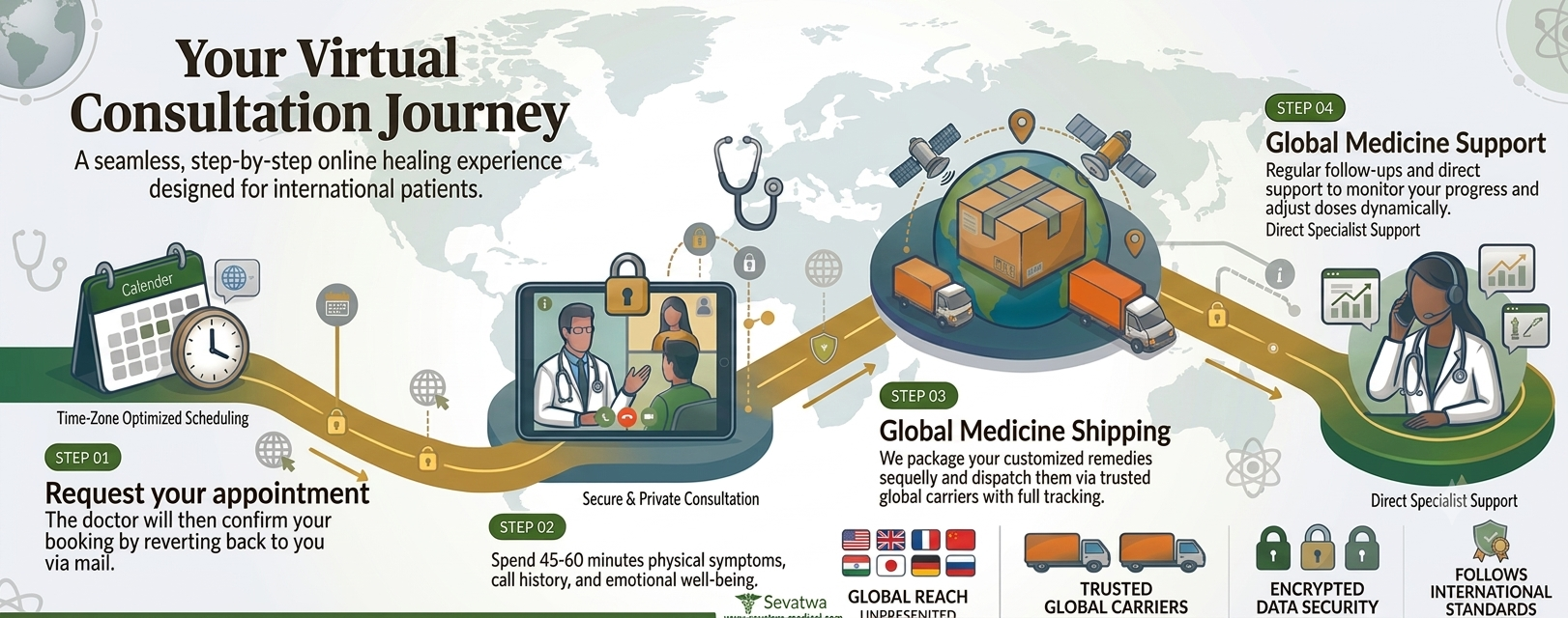 How Sevatwa Online Homeopathy Treatment Works — Step-by-Step Infographic